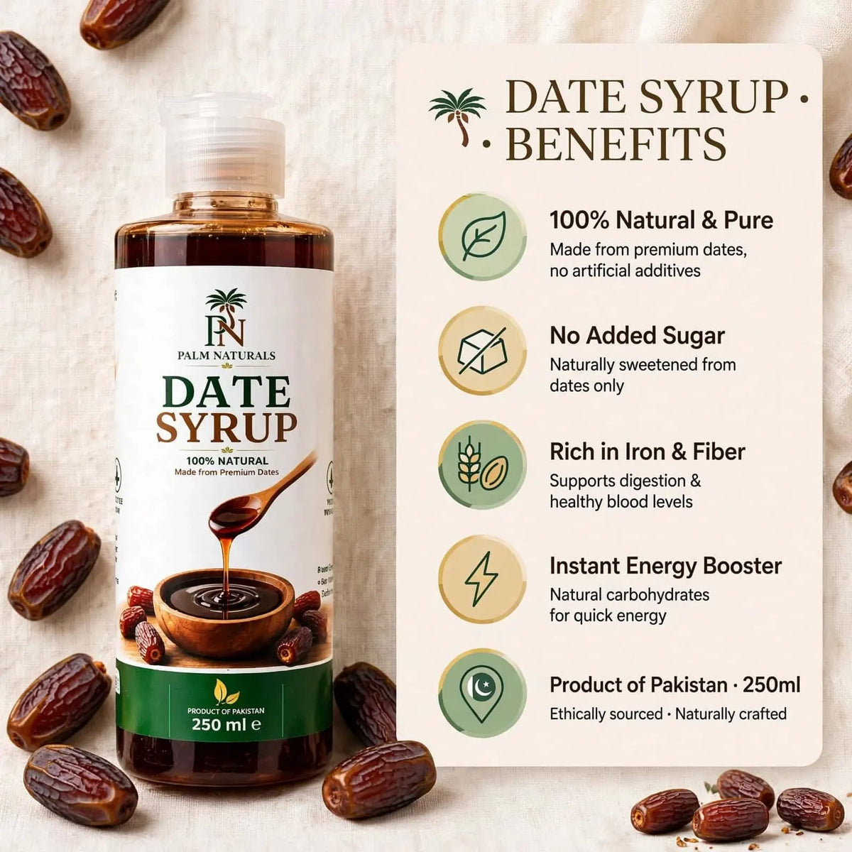 Palm Naturals 100% Natural Date Syrup 250ml